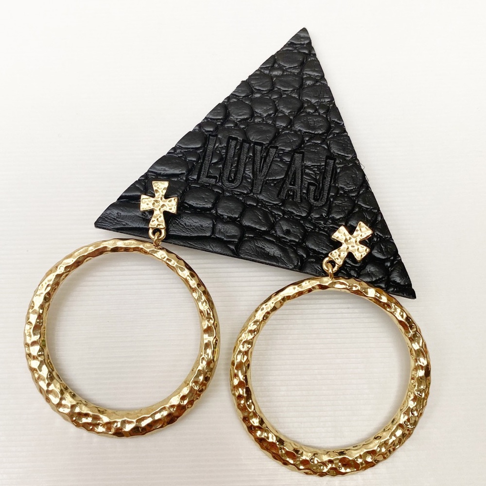 LUV AJ Gold Plated Statement Hoop Earrings - Picture 4 of 8